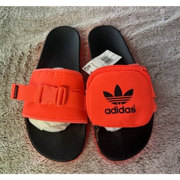Adidas Pouchylette Slides Solar Red /Core Sz 9.5 Mens 11 Women’s New Gy1009 - Picture 11 of 12